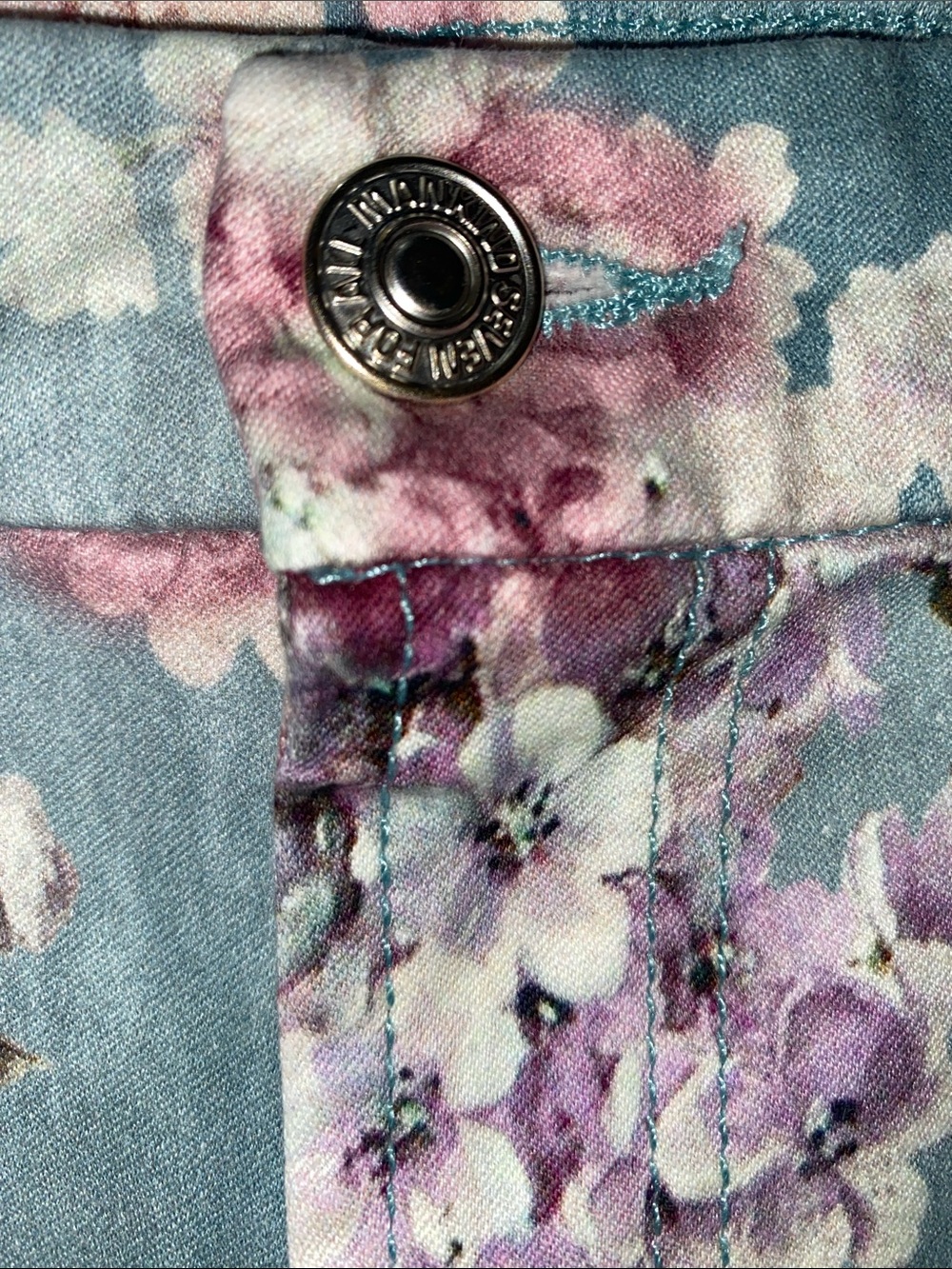 7 For All Mankind Floral Skinny Jeans - Blue/Pink/White/Green SZ 28 - Picture 3 of 10